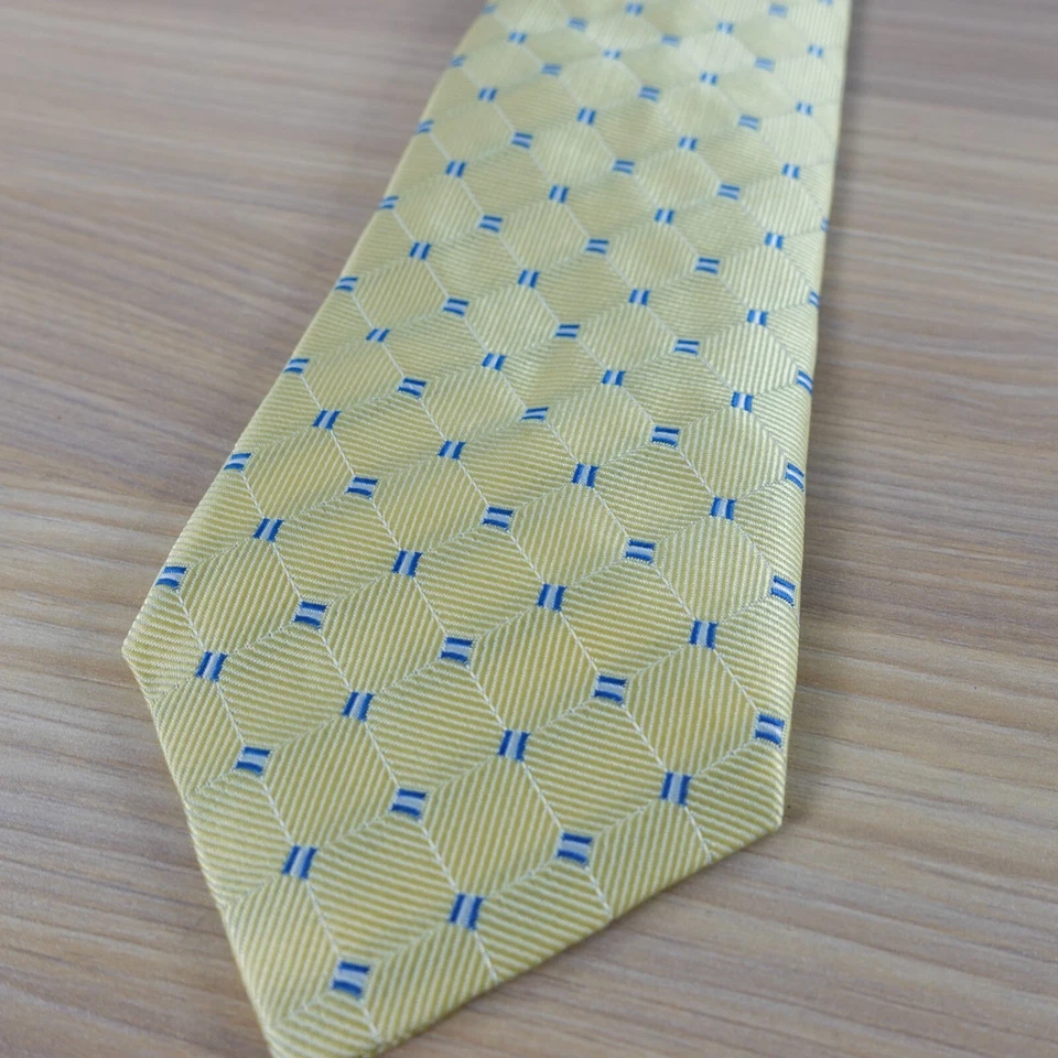 Corbata de cuello de diamante geométrica amarilla niño esmoquin boda fiesta preppy clip en GEORGE Foto 2 de 4