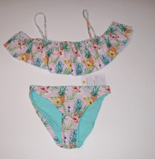 Snapper Rock Big Girl's Size 14 2 Pc Bikini Swimsuit Pink Pineapple Print