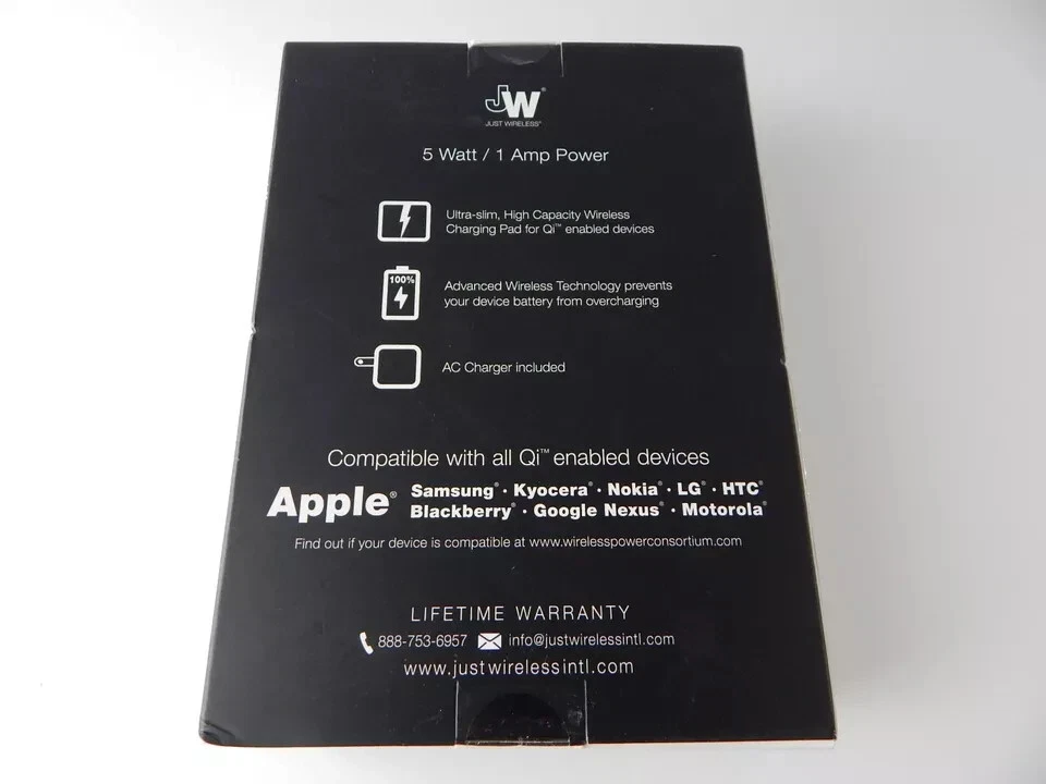 JW универсальный Qi беспроводной зарядки подушечка черный новый - Изображение 2 из 3