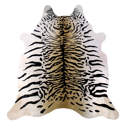 8x7 Ft. Real Cowhide Rug BENGAL TIGER print printed natural hair Cow Hide zebra - Picture 1 of 3