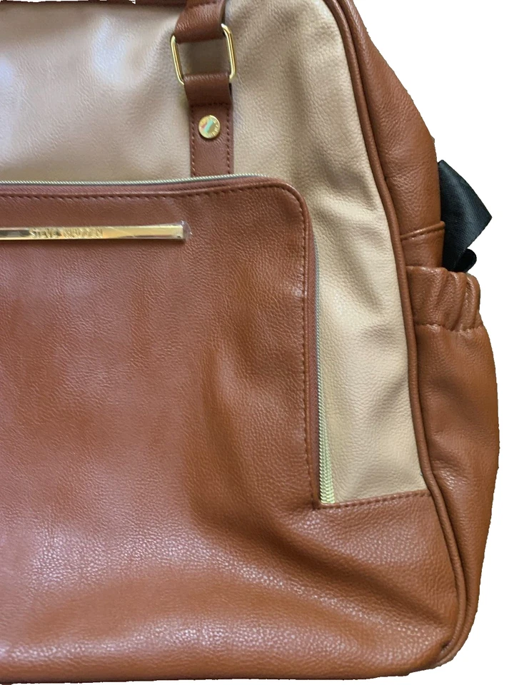 Steve Madden Grande Acolchado Cuero Bolso de Mano y/o Pañales DD261405 Marrón Foto 2 de 4