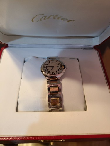 Cartier Ballon Bleu 28mm V6F Rose Gold Silver Dial Swiss Quartz - cchenwatch