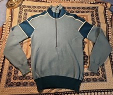 VTG DEMETRE 1/2 Zip GREEN Ski Sweater PURE VIRGIN WOOL 1970s/80s USA MADE Small