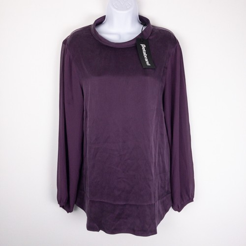 Beta Brand Top Womens XL Purple Silk Sheer Sleeves Blouse New