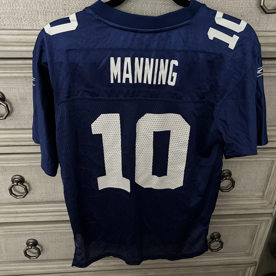 VINTAGE New York Giants Jersey BOYS LARGE 14-16 Eli ManningReebok Blue On Field - Image 4 of 4
