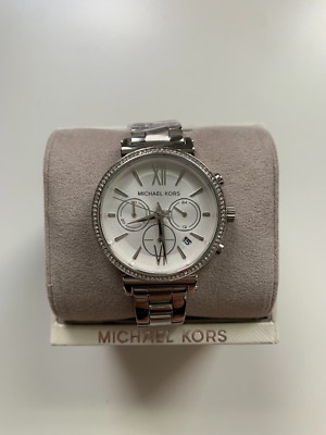 NEW AUTHENTIC MICHAEL KORS SOFIE CRYSTALS SILVER CHRONOGRAPH WOMENS MK6575 WATCH