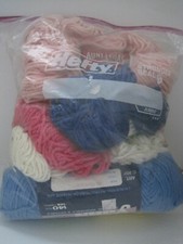 Rug Yarn Blue Pink Creamy Yellow