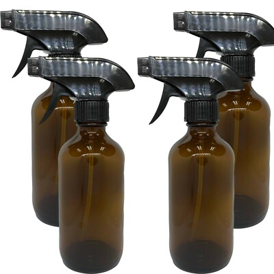 #ad #ad 8oz Amber Glass Bottles with Black Trigger Sprayers Pack of 4 $21.49