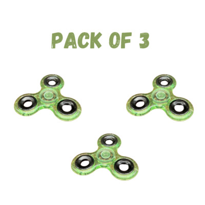Spinner Glitter Green Toy Stress Reducer Ball Bearing High Speed Pack of 3
