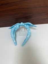 Light Blue With White Butterflies Homemade Tie Knot Headband Hair Accessory Girl