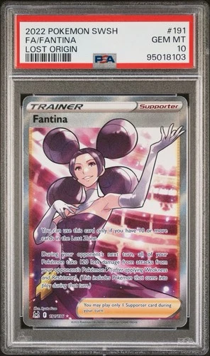 Fantina 191/196 Full Art Lost Origin Graded Pokemon Card PSA 10 Gem Mint