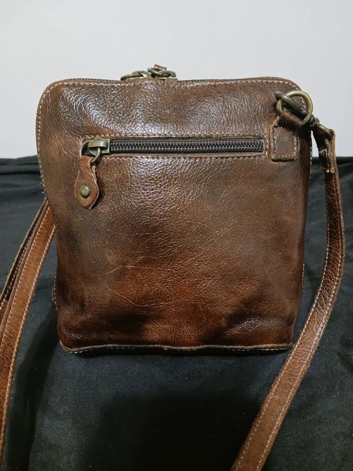 Bolso Bandolera Pequeño Bed Stu Ventura Marrón Tostado Cuero Rústico Albañil  Foto 4 de 4