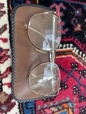 Vintage Gucci GG 2250 Eyeglasses Frames Gold Metal Made In Italy with Case Used