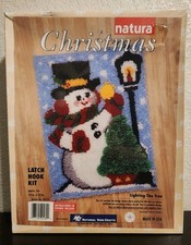 National Yarn Crafts Latch Hook Kit Christmas Snowman Lighting The Tree 18x24