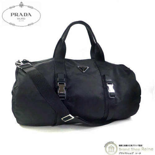 Prada Nylon Testuto Saffiano Duffel Bag Boston Nero Used