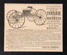 1889 Schmidt Carriage Advertisement Morristown NJ Business Antique Print AD