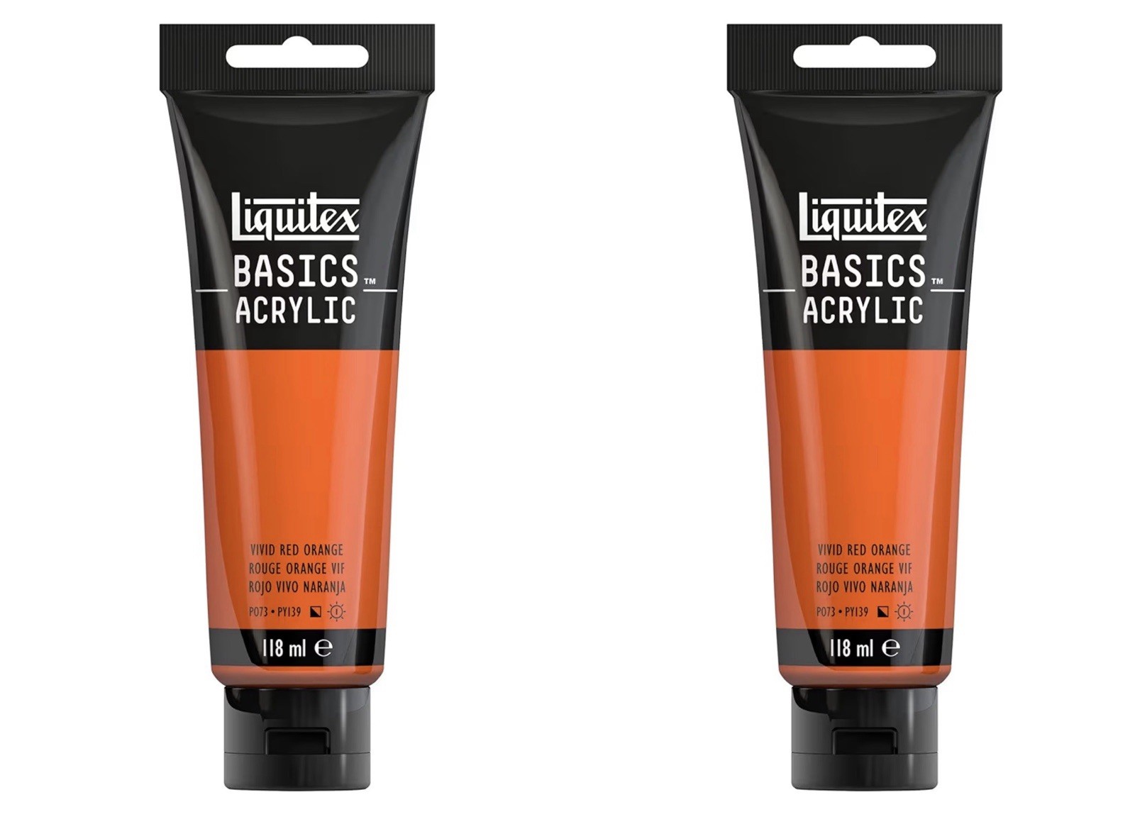 Liquitex Basics Acrylic Paint Vivid Red Orange 118ml x2