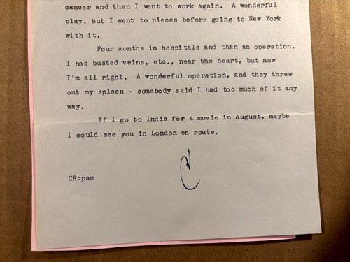 Claude Rains Very Rare Original Letter 1966 Illness Wife's Death Unusual Content - Picture 4 of 8