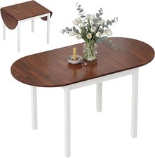 55" Solid Wood Kitchen Table 4-6 People Oval Drop Leaf Tables Small Spaces