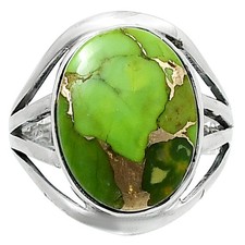 Blue Turquoise in Green Mohave 925 Sterling Silver Ring Size 7  USA