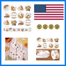 1000Pcs Fall Thanksgiving Stickers Pumpkin Maple Leaf Autumn Round Stickers S...