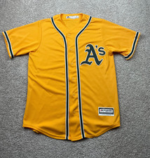 Majestic Oakland Athletics Jersey Mens Medium Gold MLB Baseball Cool Base USA