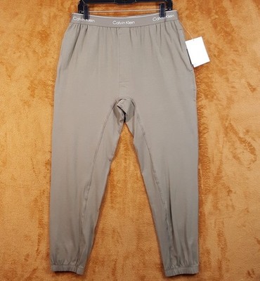 CALVIN KLEIN Pajama Pants Mens XL Tan Logo Sleep Comfort Lounge PJs