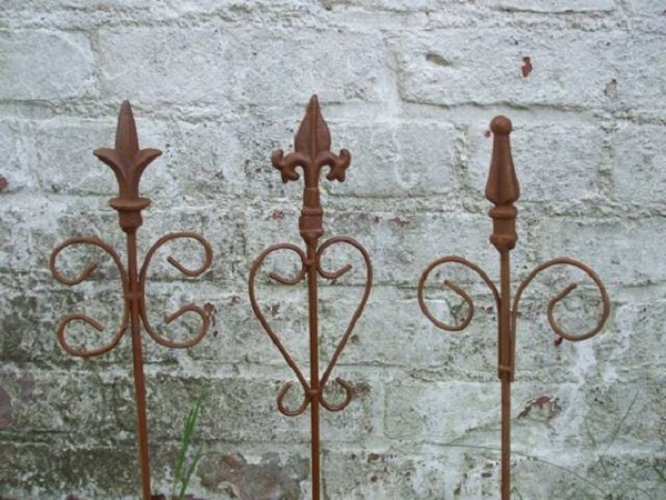 Gartenstecker 3 StüCk Dekorativer Rankstab Eisen Rost Rankhilfe 60 Cm Inkl. Vk.-image