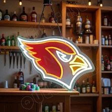 16"x13" Arizona Cardinals Logo LED Neon Sign With Dimmer USB Powered Light VL