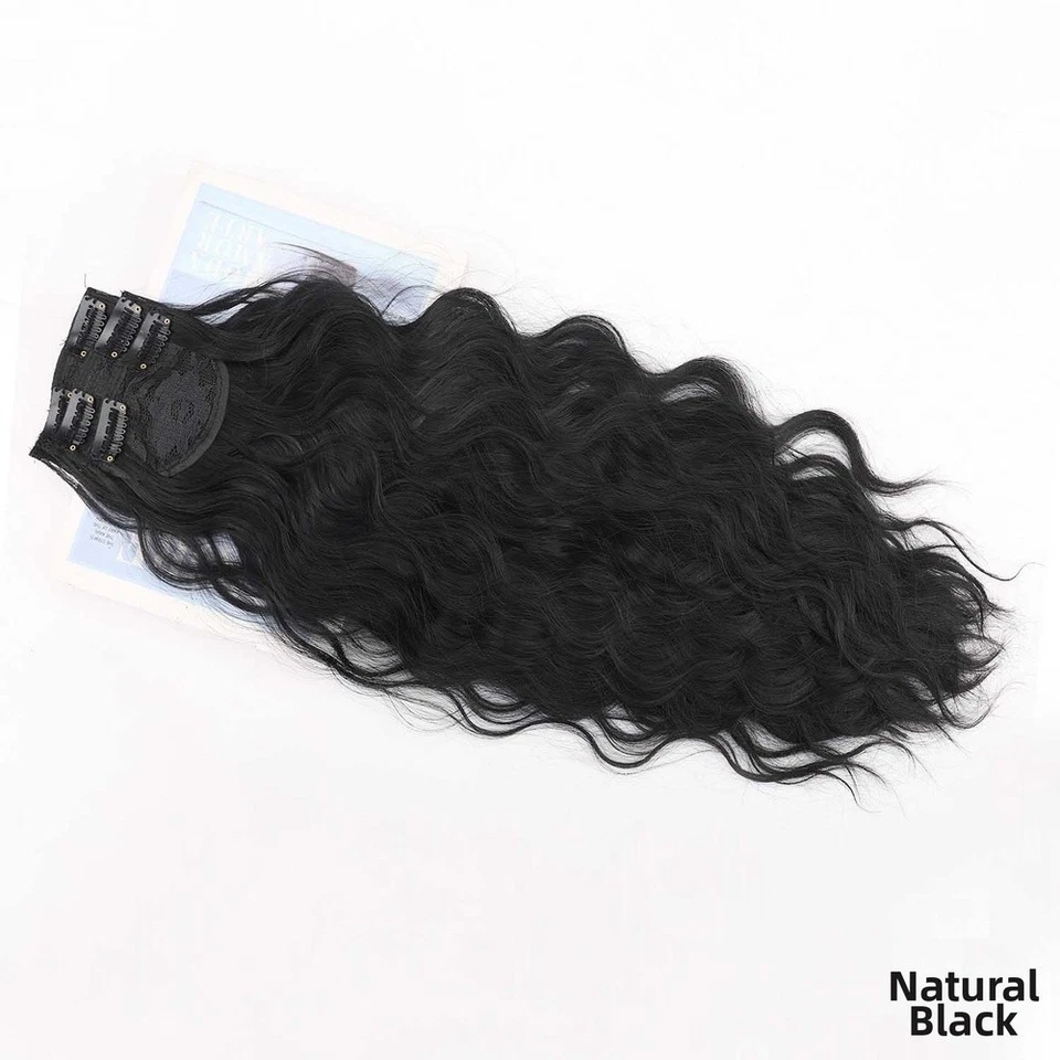 Hitzebeständige Kunsthaar Extensions 3 Stück Wellig Lang Lockig Clip In Set - Bild 3 von 4