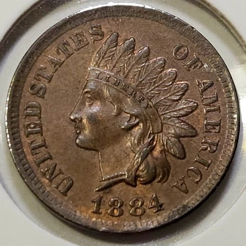 1884 Indian Head Cent - AU✨ Details: Weak Rims - Near 4 Diamonds **Low Mintage**