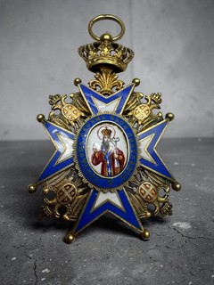 KOMMANDEURSKREUZ 3. Klasse DES SERBISCHEN ST. SAVA ORDEN Typ 1 Milan 800 Silber