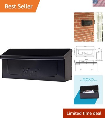 Weather-Resistant Galvanized Steel Mailbox   Small Black Wall-Mount Design