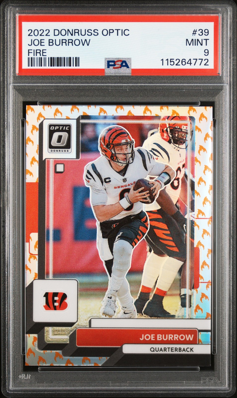 2022 PANINI DONRUSS OPTIC FIRE #39 JOE BURROW PSA 9