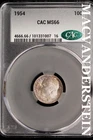 1954 Roosevelt Dime- Silver- CAC MS-66- Luster #SLM475