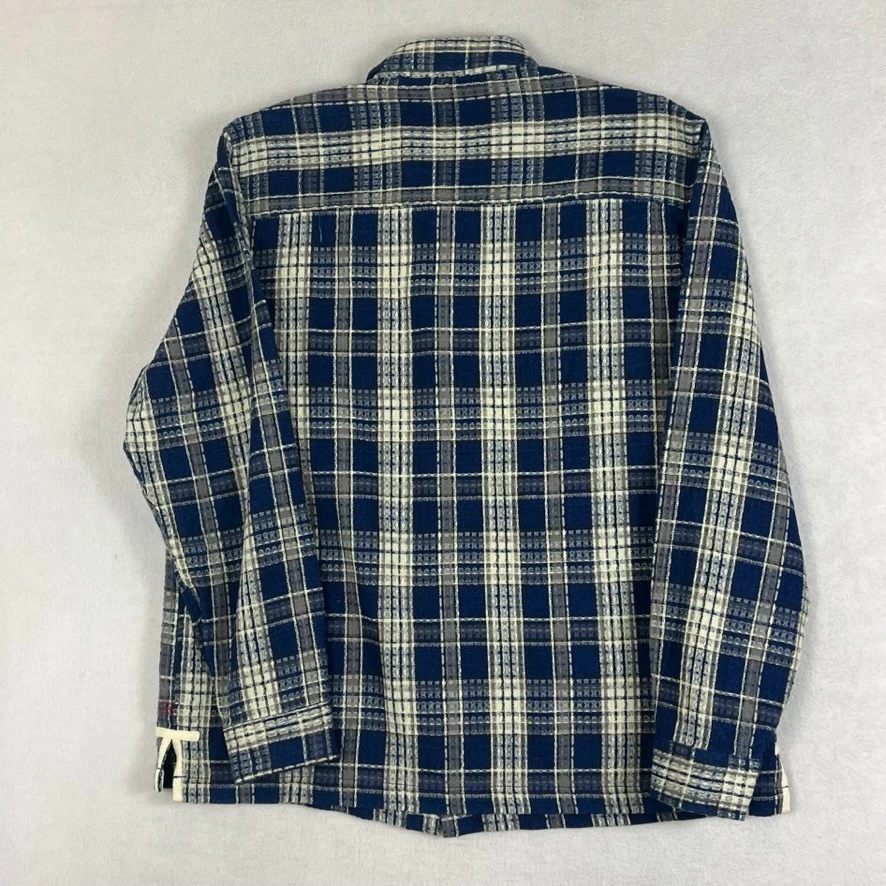 Camisa de franela con botones BDG Urban Outfitters para mujer grande azul crema manga larga Foto 2 de 4