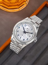 Business Quartz Watch Arabic Numerals Date Display Textured Bezel Casual Luxury