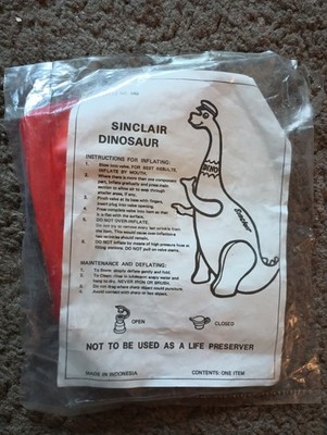 1960 s Sinclair Oil Inflatable Dinosaur Red Promo Blow Up Dino Vtg 13  Unused