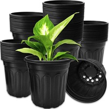 60 Pack 1 Gallon Flexible Plant Nursery Pots Black Plastic