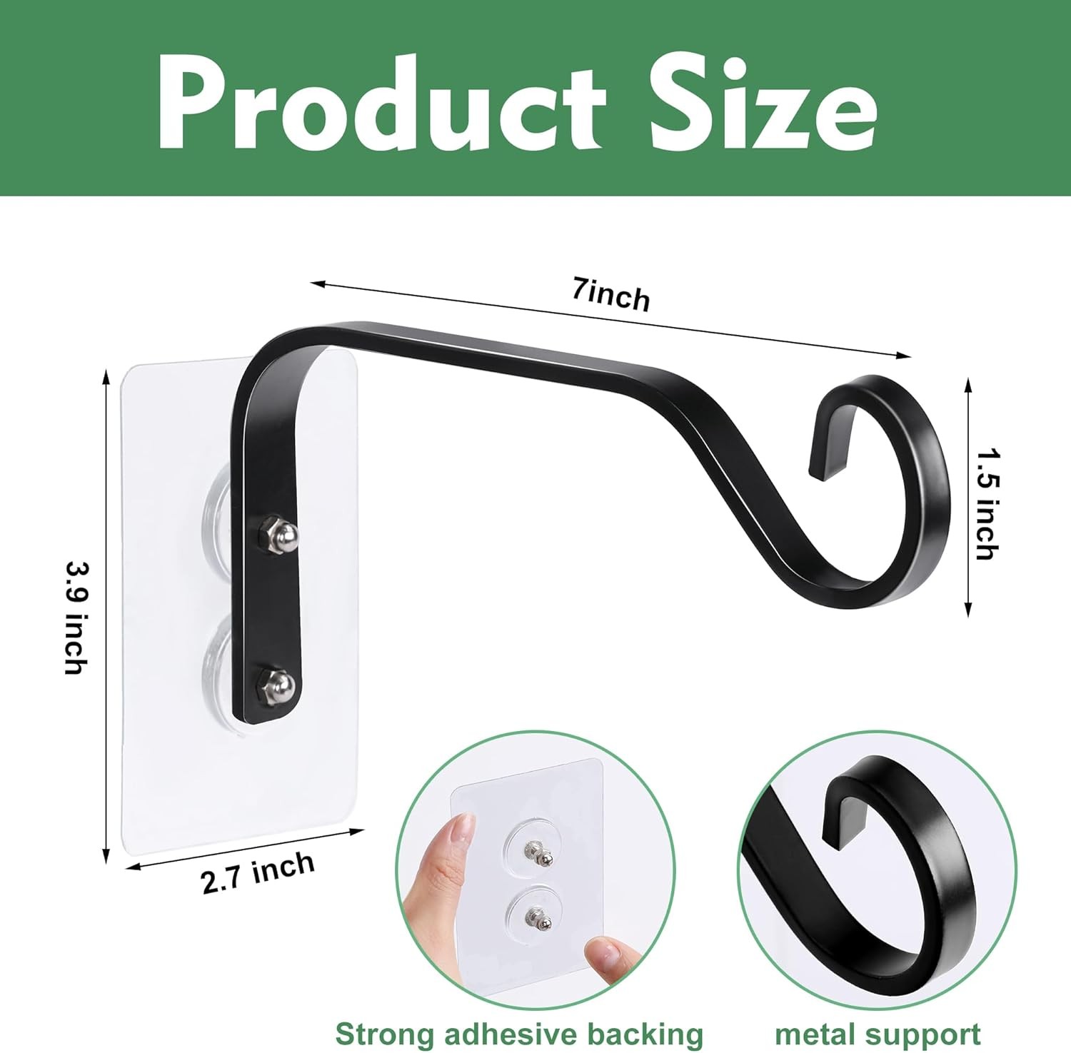 DECOHS 3 Pcs Window Bird Feeder Hanger Hook- Strong Load-Bearing Black 