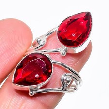 Red Garnet Gemstone 925 Sterling Silver Jewelry All Size Ring For Gift