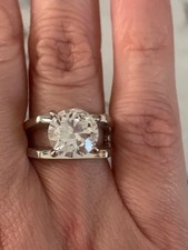 CZ 3 CT Round White Gold Ladies Statement Ring, Size 7, Excellent Condition