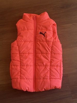 Puma Puffer Vest  Coral Girls Kids Size XXS Small 3/4