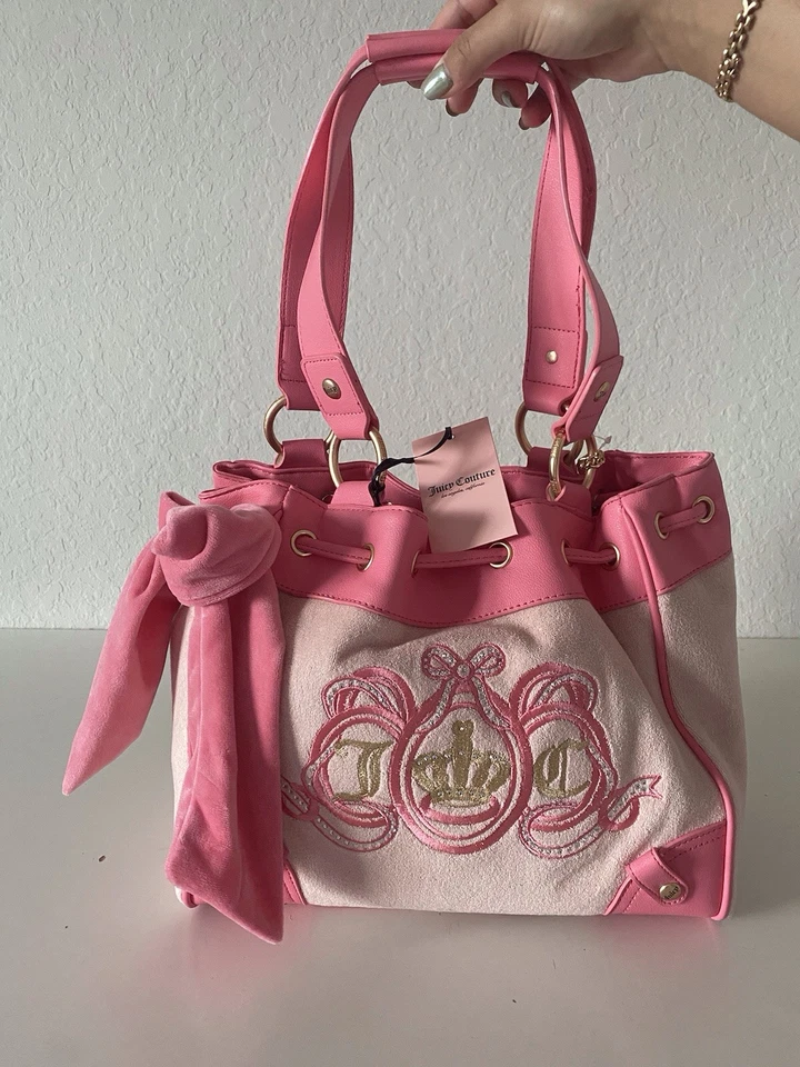 Bolso de Mano Juicy Couture Lovers Club Daydreamer Rosa Diamante Rosa Terry Charm NUEVO Foto 3 de 4