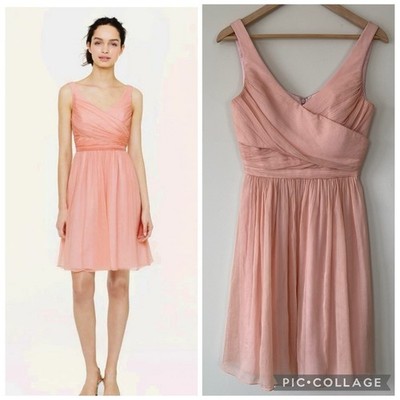 NWT J Crew Misty Rose Heidi Dress Silk Chiffon Bridesmaid Homecoming Prom Size 0