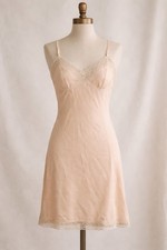Crepelon Slip Dress Peach Lace Vintage Lingerie Nightgown Size 36