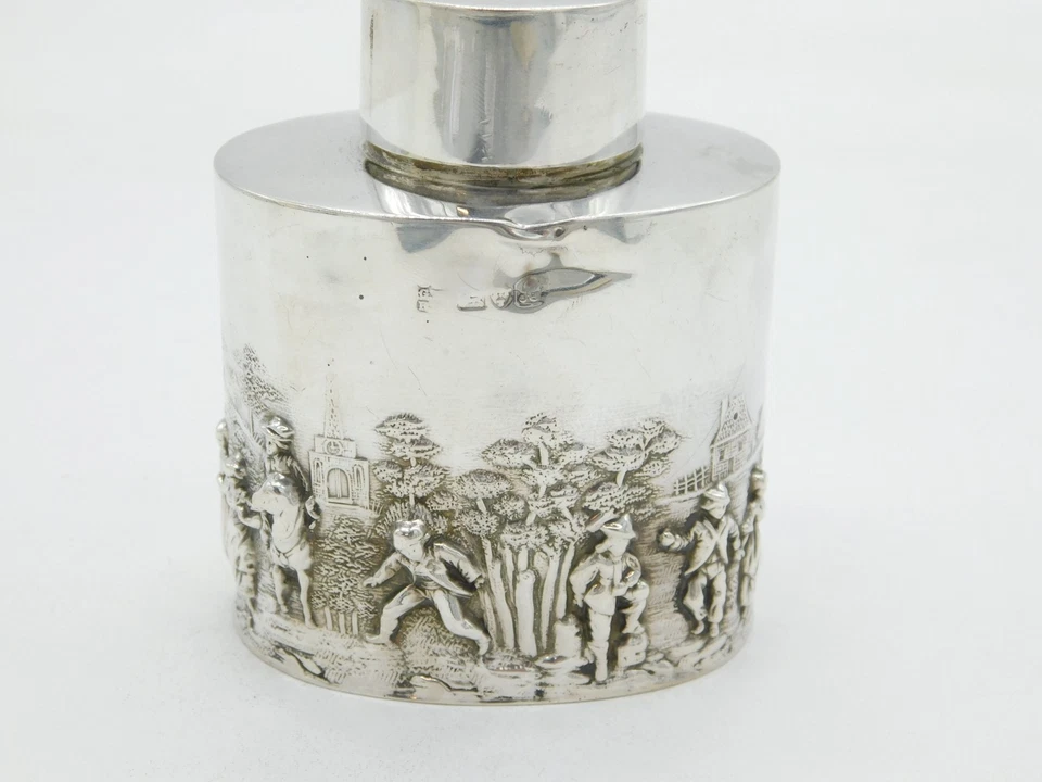 Carrito de té victoriano de plata esterlina novedad escena rural antiguo 1901 Chester Foto 4 de 4