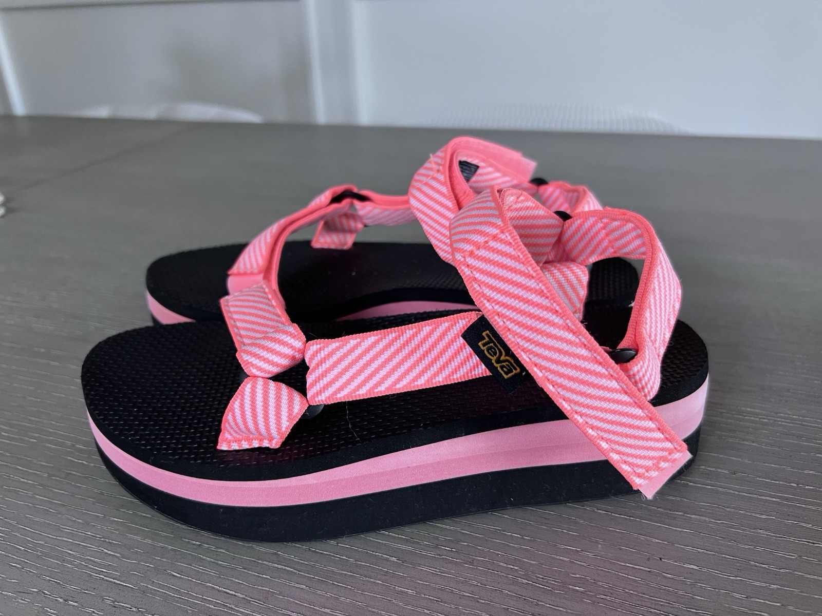 Teva Platform Universal Orange Black Strap Chunky… - image 1