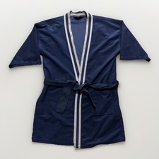 Vintage 70s Smoking Jacket Robe One Size Fits Most Blue Old Money Quiet Luxury