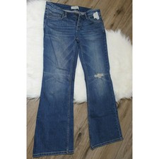 New WE THE FREE People Women Low Rise 28 Distressed Flared Button Fly Jeans